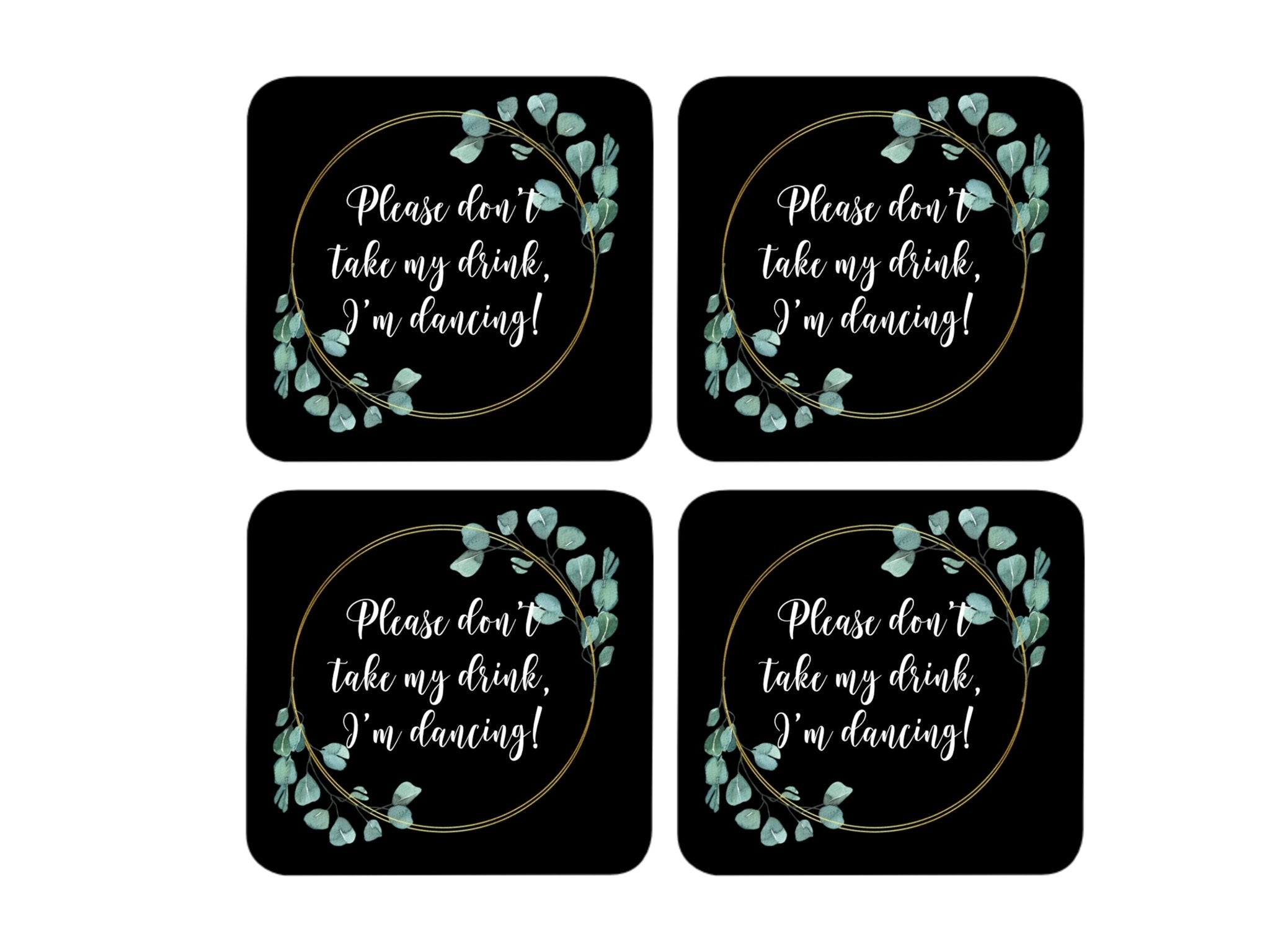 Wedding Coaster I'm Dancing! (Black) - Bar - Mats.co.uk