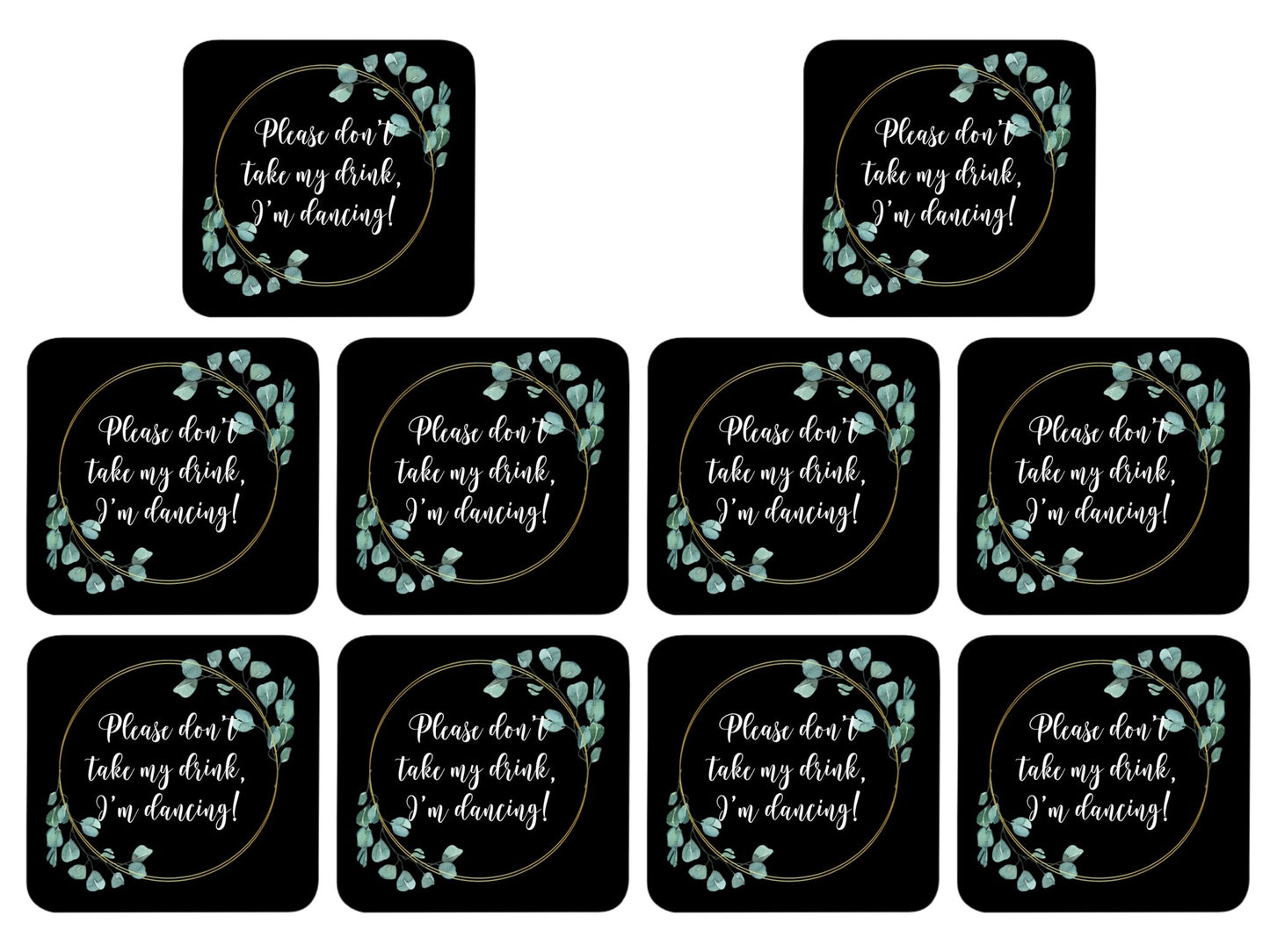 Wedding Coaster I'm Dancing! (Black) - Bar - Mats.co.uk
