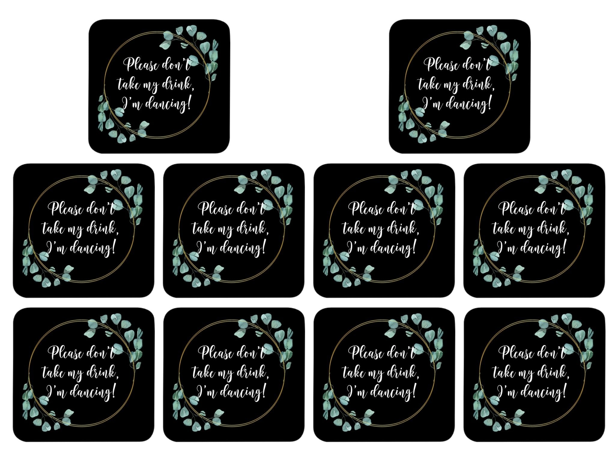 Wedding Coaster I'm Dancing! (Black) - Bar - Mats.co.uk