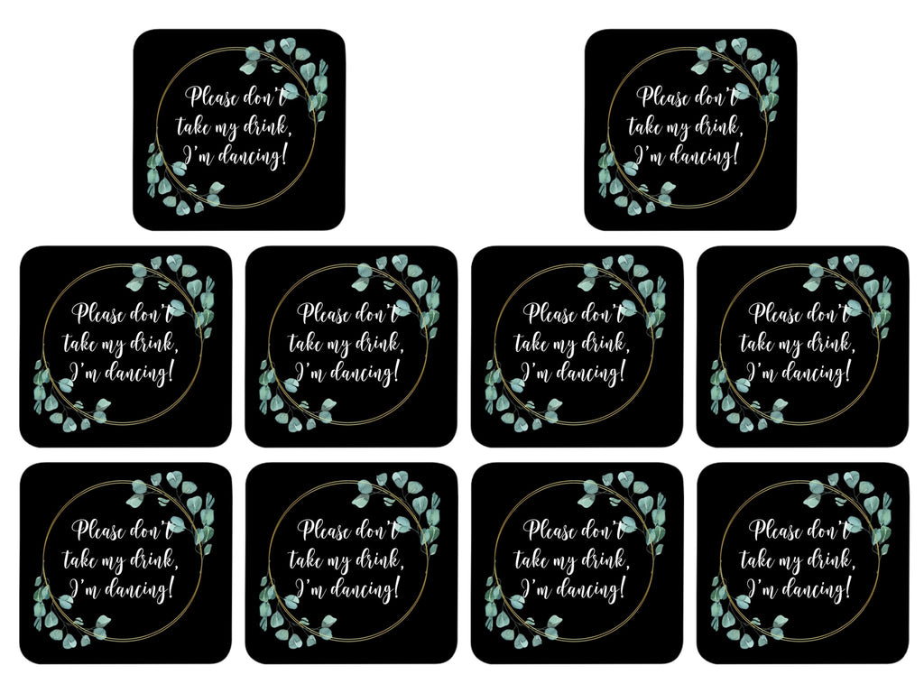Wedding Coaster I'm Dancing! (Black) - Bar - Mats.co.uk