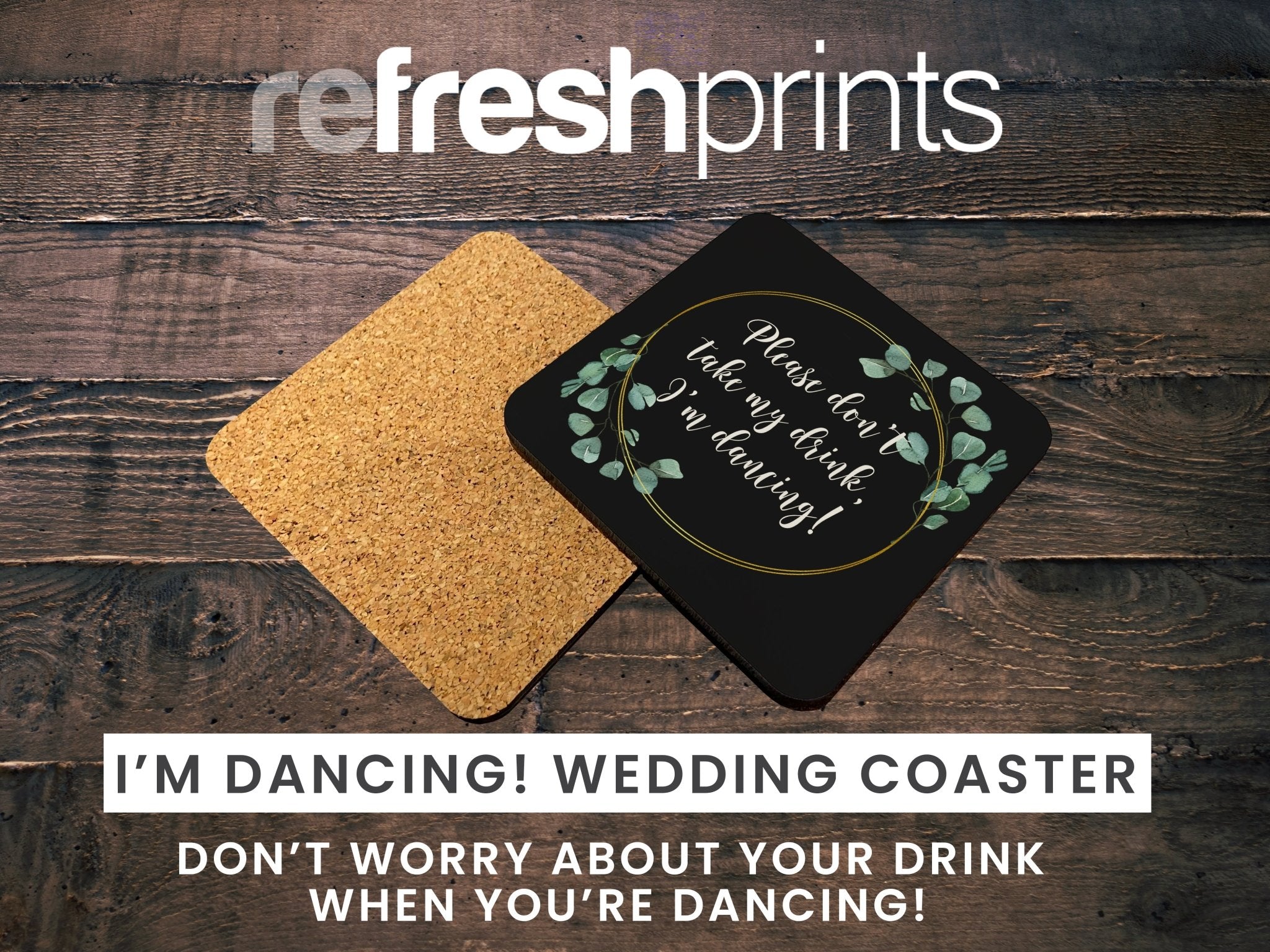 Wedding Coaster I'm Dancing! (Black) - Bar - Mats.co.uk
