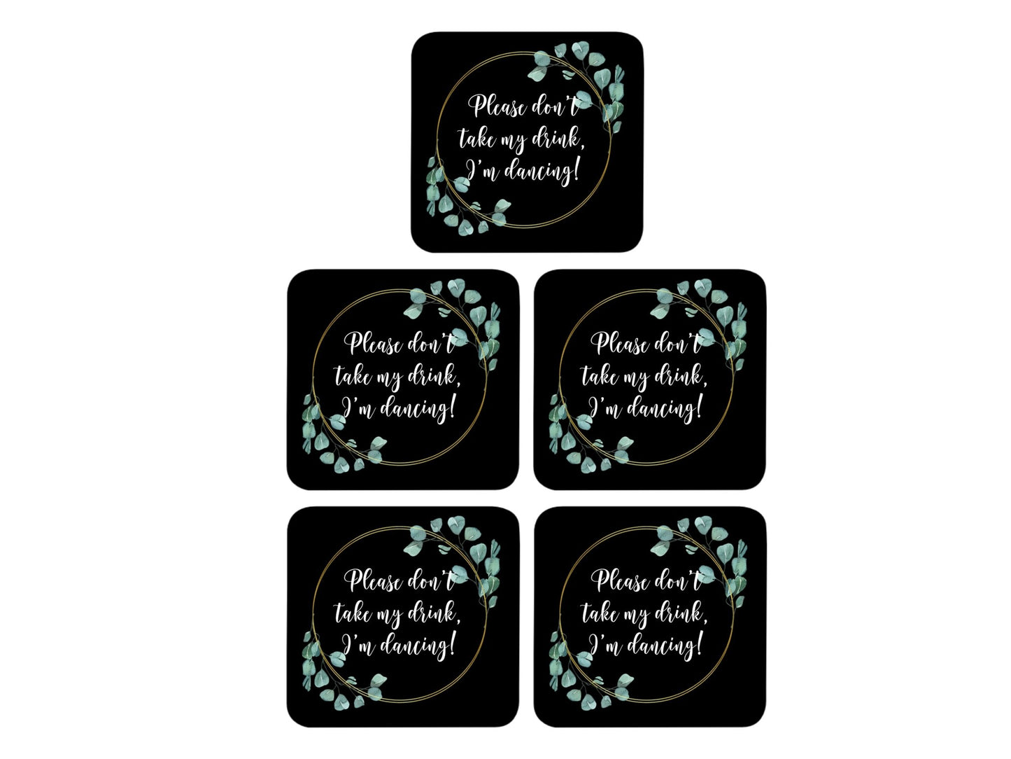 Wedding Coaster I'm Dancing! (Black) - Bar - Mats.co.uk