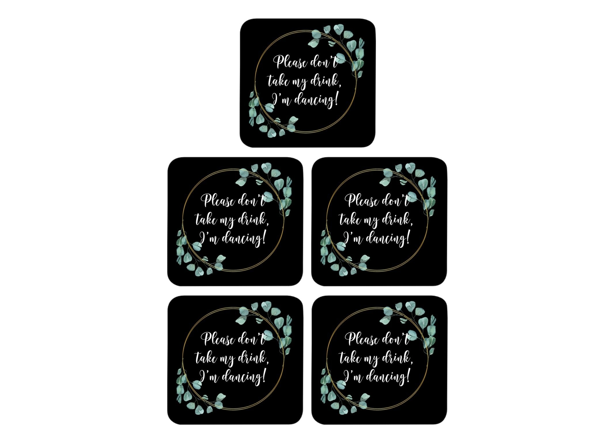 Wedding Coaster I'm Dancing! (Black) - Bar - Mats.co.uk