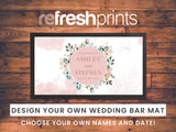 Wedding Floral Circle Blush Regular Bar Runner - Bar - Mats.co.uk