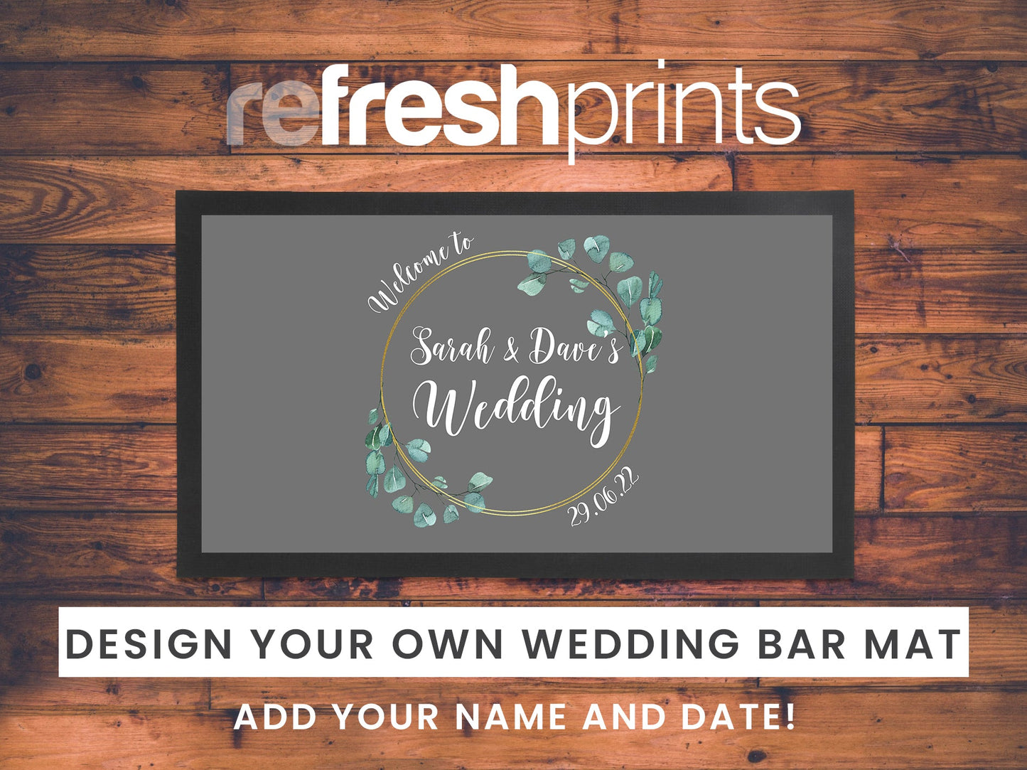 Wedding Floral Circle Regular Bar Runner - Bar - Mats.co.uk
