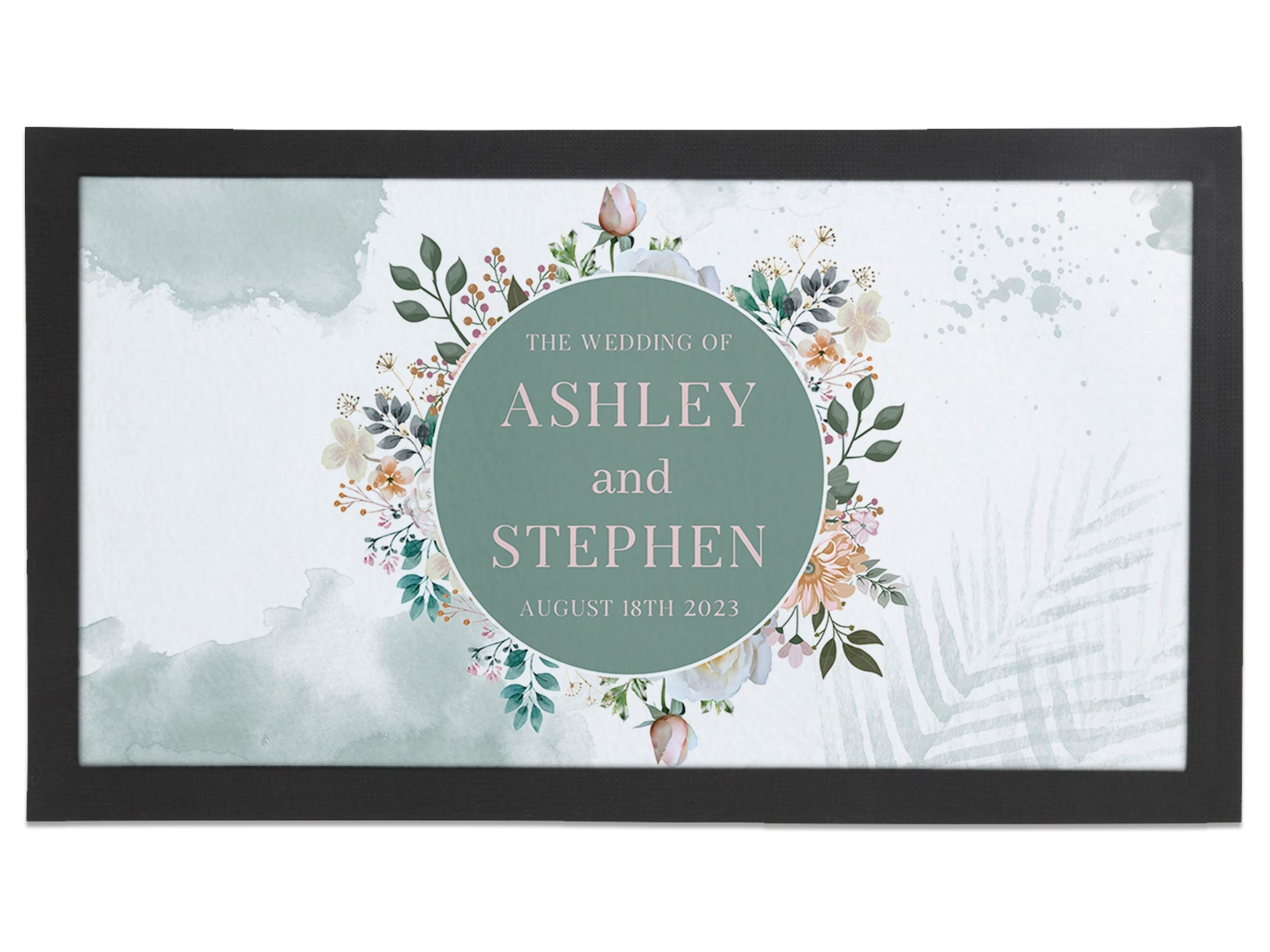 Wedding Floral Circle Sage Regular Bar Runner - Bar - Mats.co.uk