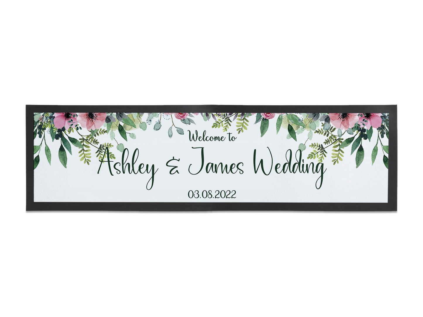 Wedding Floral Leaves Large Bar Runner - Bar - Mats.co.uk