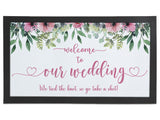 Wedding Floral Leaves White Regular Bar Runner (Non - Personalised) - Bar - Mats.co.uk
