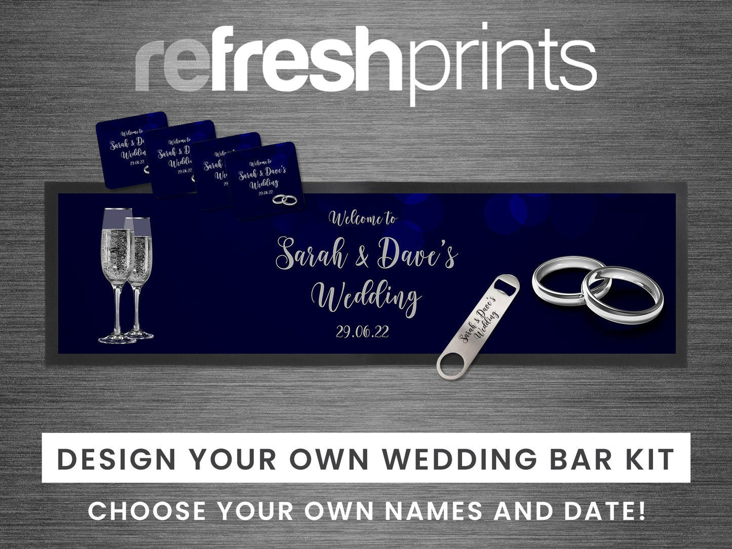 Wedding Glasses and Rings Large Bar Gift Set - Bar - Mats.co.uk