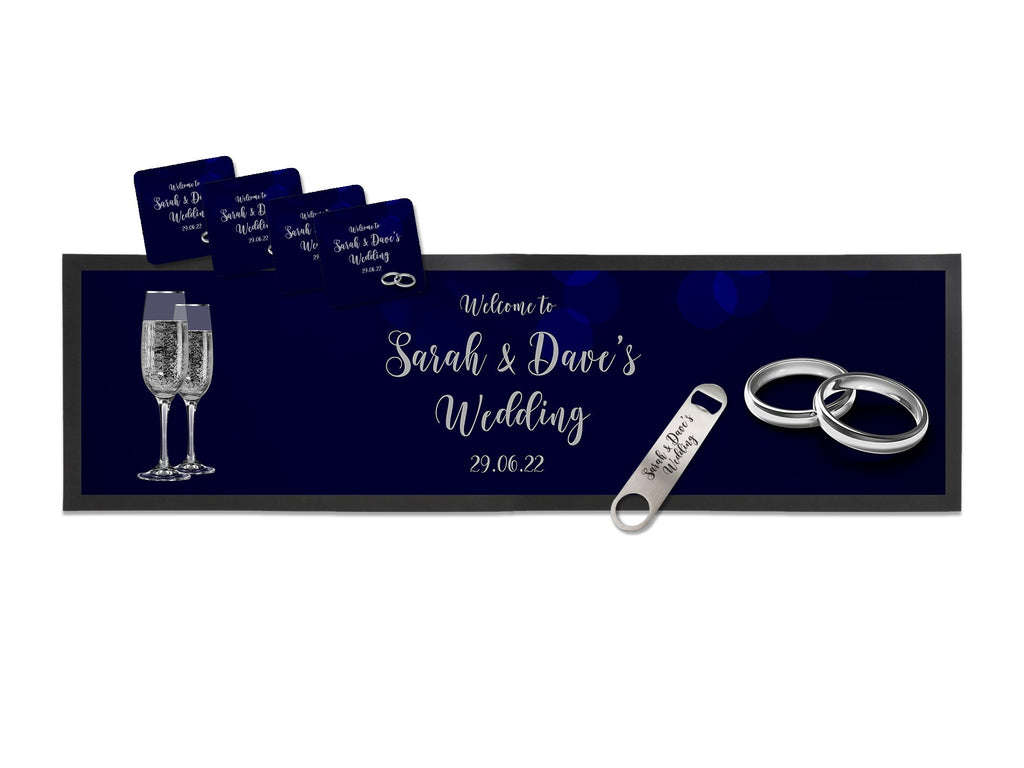 Wedding Glasses and Rings Large Bar Gift Set - Bar - Mats.co.uk