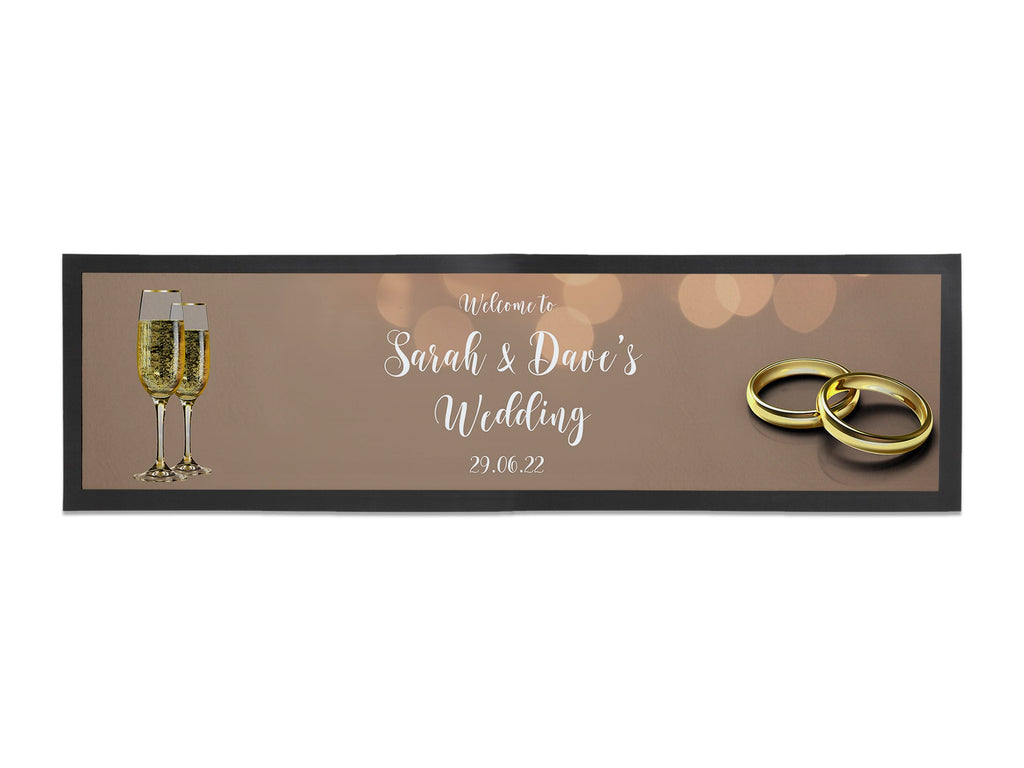 Wedding Glasses & Rings Large Bar Runner - Bar - Mats.co.uk