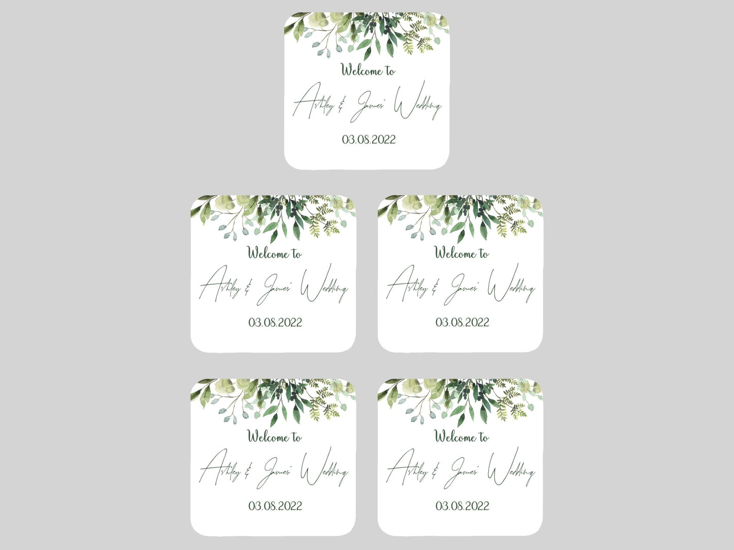 Wedding Green Leaves Coaster - Bar - Mats.co.uk