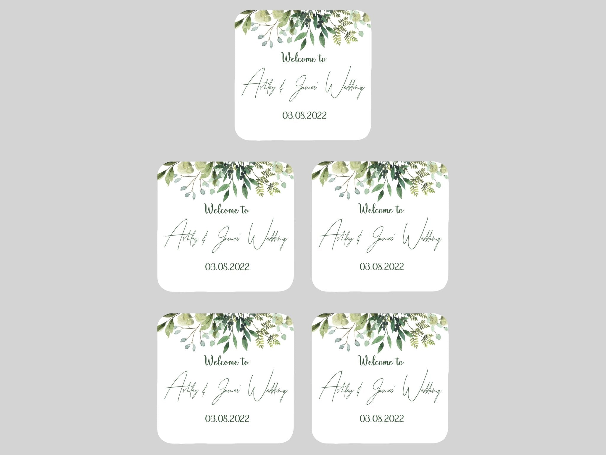 Wedding Green Leaves Coaster - Bar - Mats.co.uk