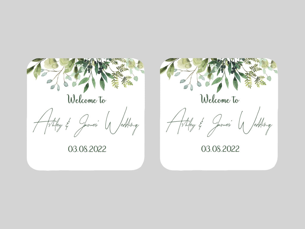 Wedding Green Leaves Coaster - Bar - Mats.co.uk