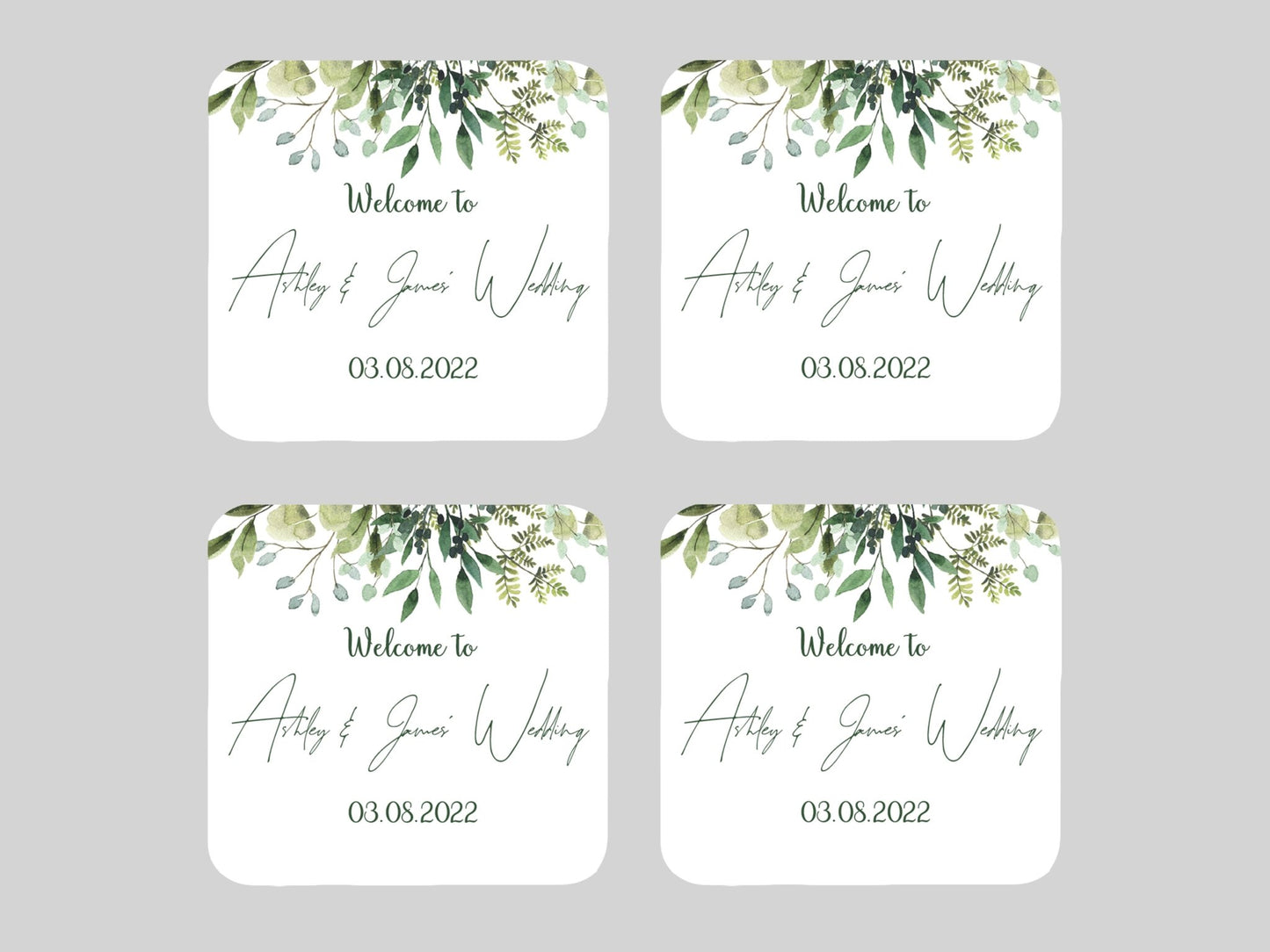 Wedding Green Leaves Coaster - Bar - Mats.co.uk