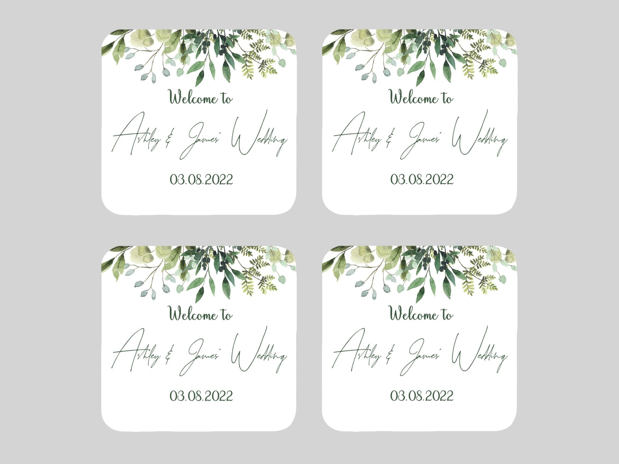 Wedding Green Leaves Coaster - Bar - Mats.co.uk