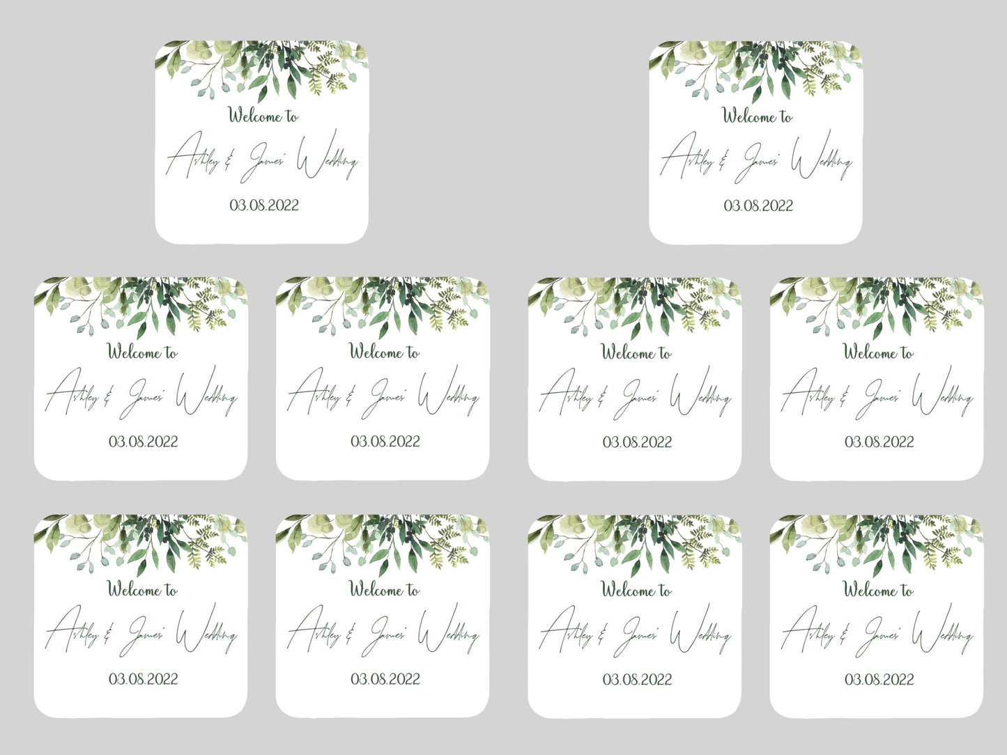 Wedding Green Leaves Coaster - Bar - Mats.co.uk