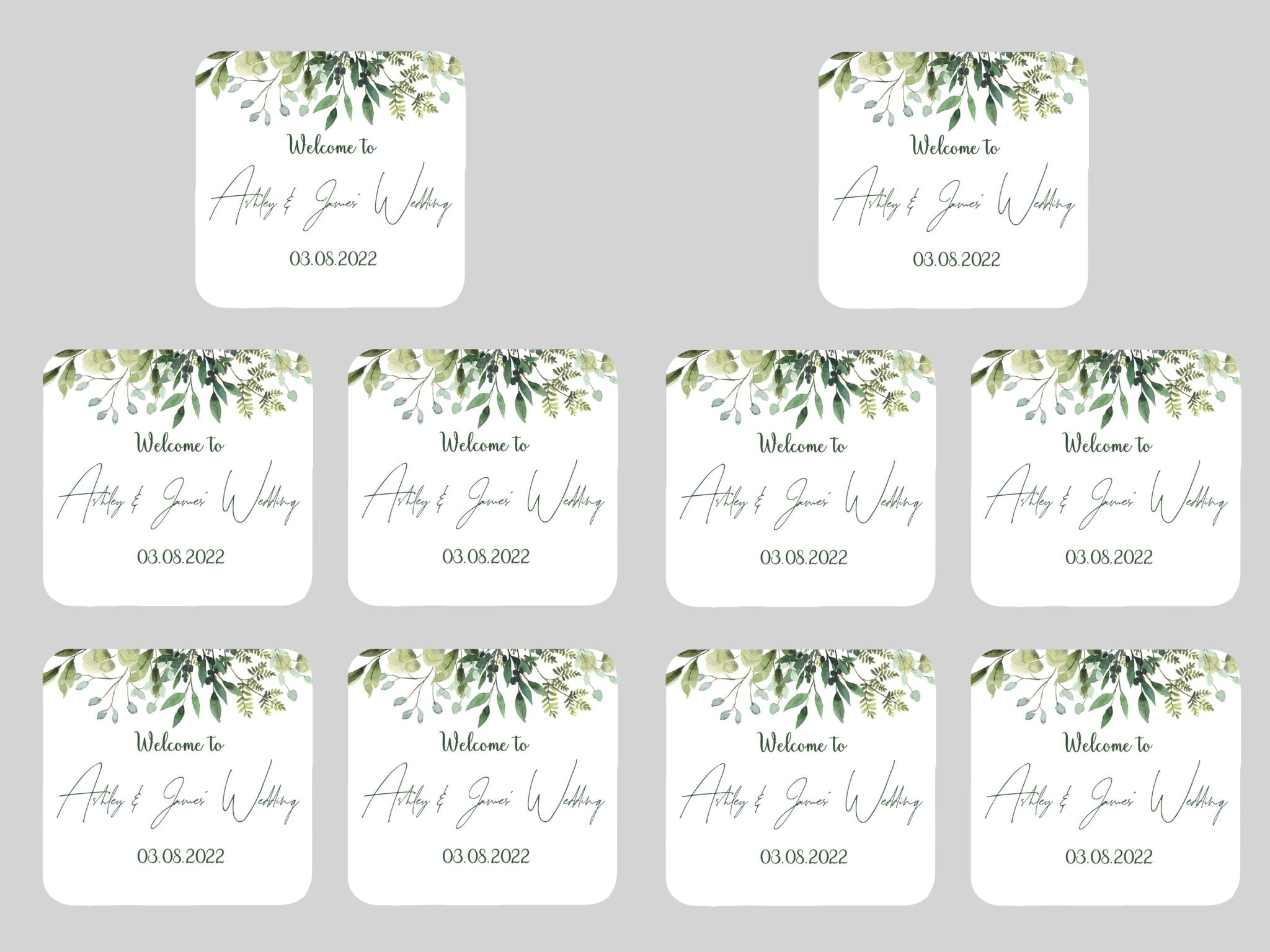 Wedding Green Leaves Coaster - Bar - Mats.co.uk