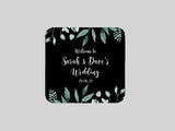 Wedding Green Leaves Coaster (Black) - Bar - Mats.co.uk