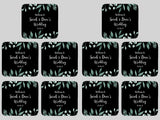 Wedding Green Leaves Coaster (Black) - Bar - Mats.co.uk