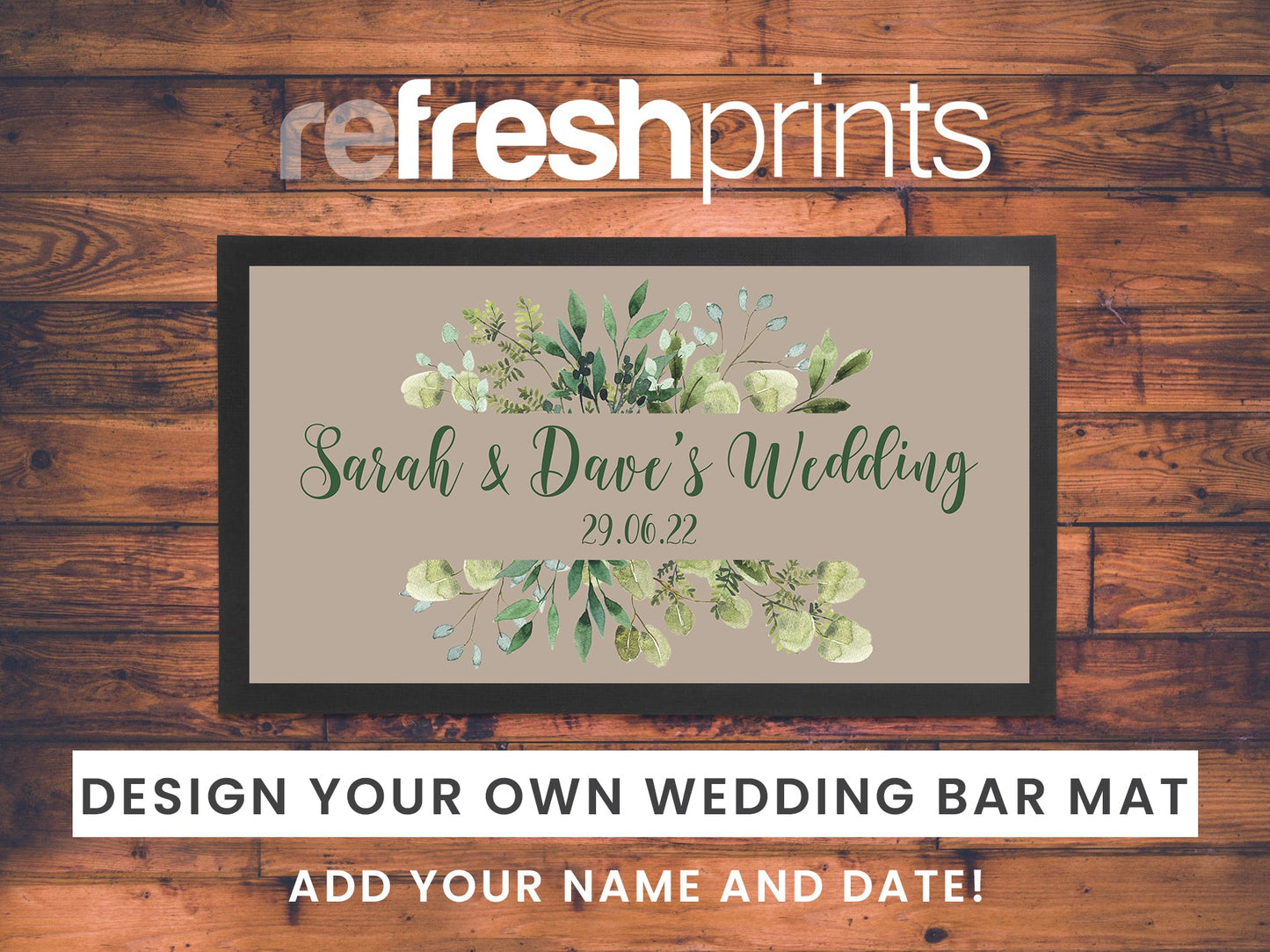 Wedding Leaf Border Regular Bar Runner - Bar - Mats.co.uk