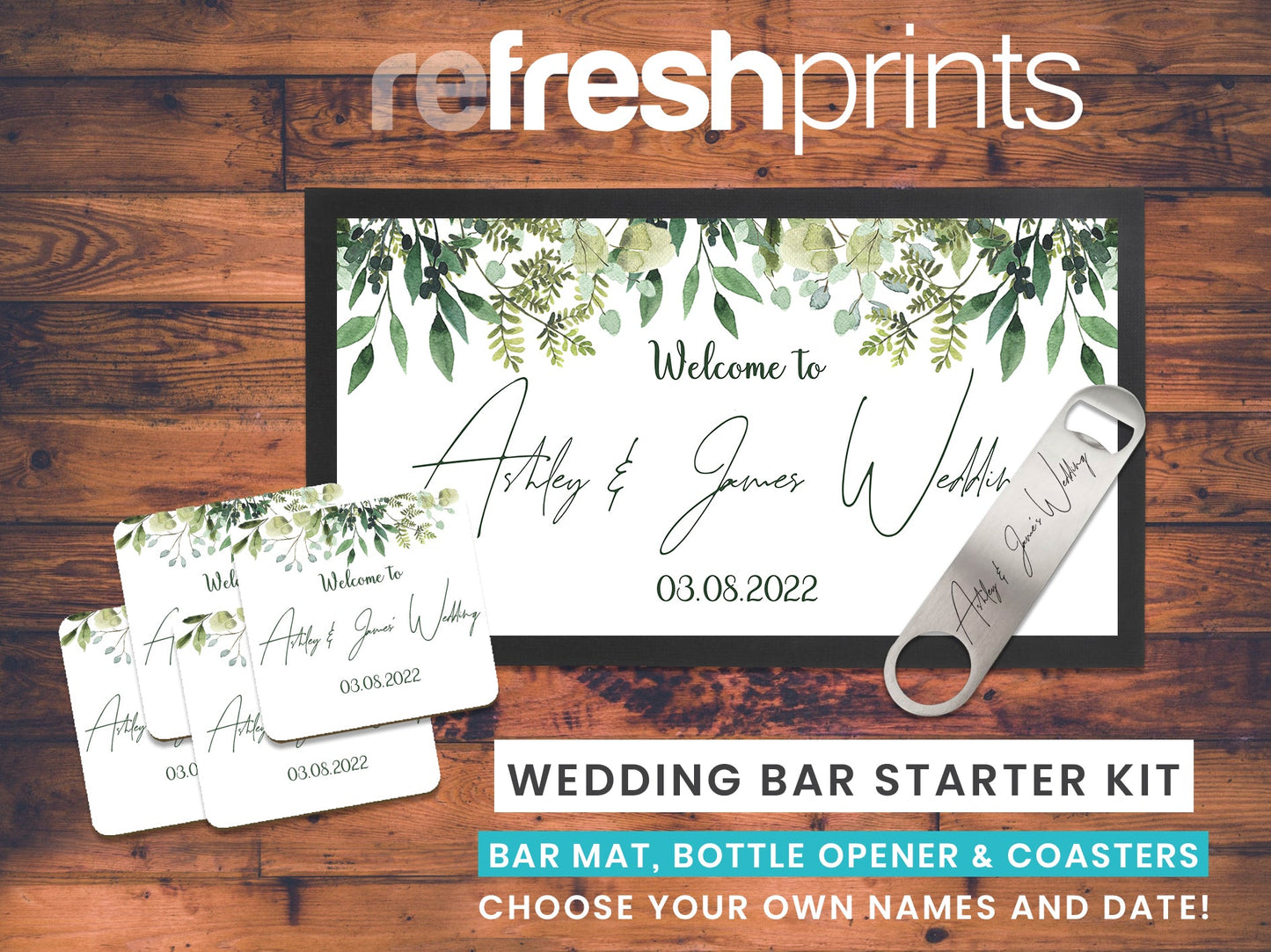 Wedding Leaves Bar Gift Set (White) - Bar - Mats.co.uk