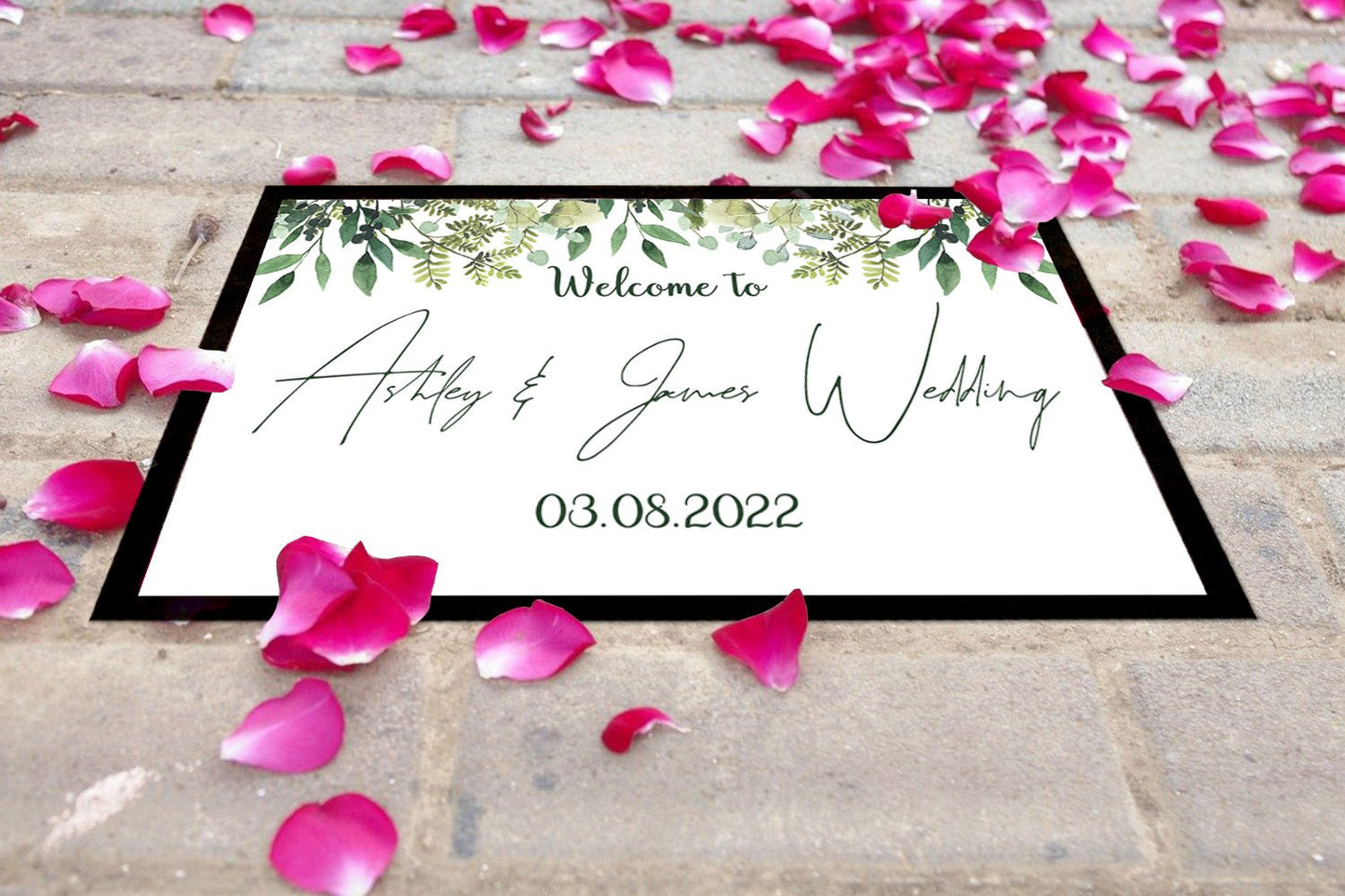 Wedding Leaves Floor Mat (White) - Bar - Mats.co.uk
