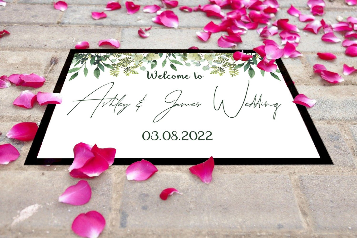 Wedding Leaves Floor Mat (White) - Bar - Mats.co.uk