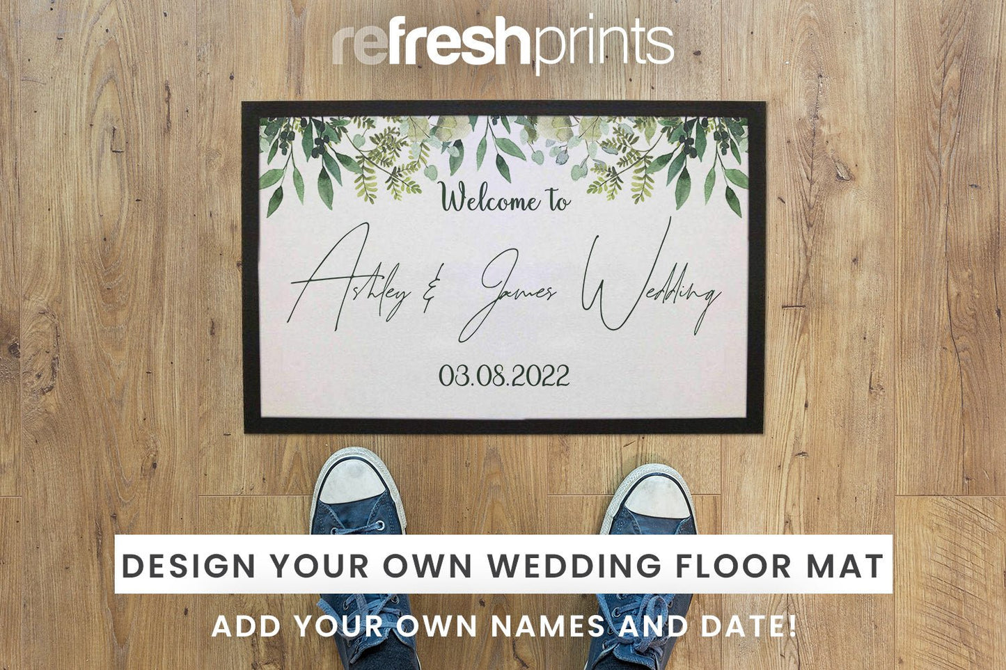 Wedding Leaves Floor Mat (White) - Bar - Mats.co.uk