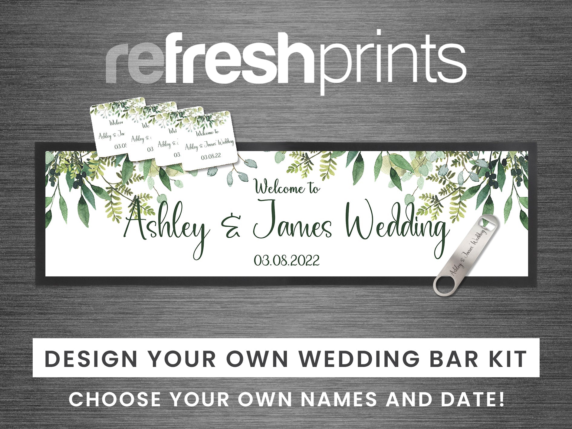 Wedding Leaves Large Bar Gift Set (White) - Bar - Mats.co.uk