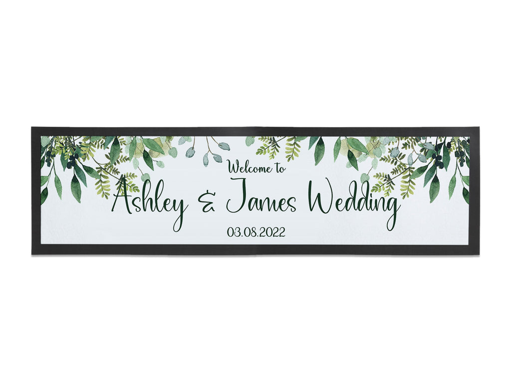 Wedding Leaves Large Bar Runner (White) - Bar - Mats.co.uk