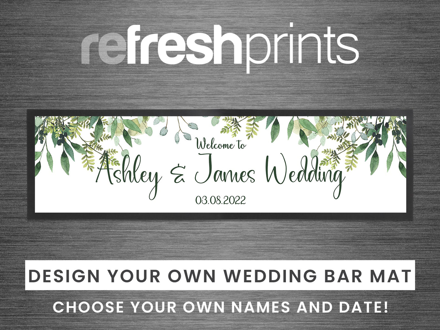 Wedding Leaves Large Bar Runner (White) - Bar - Mats.co.uk