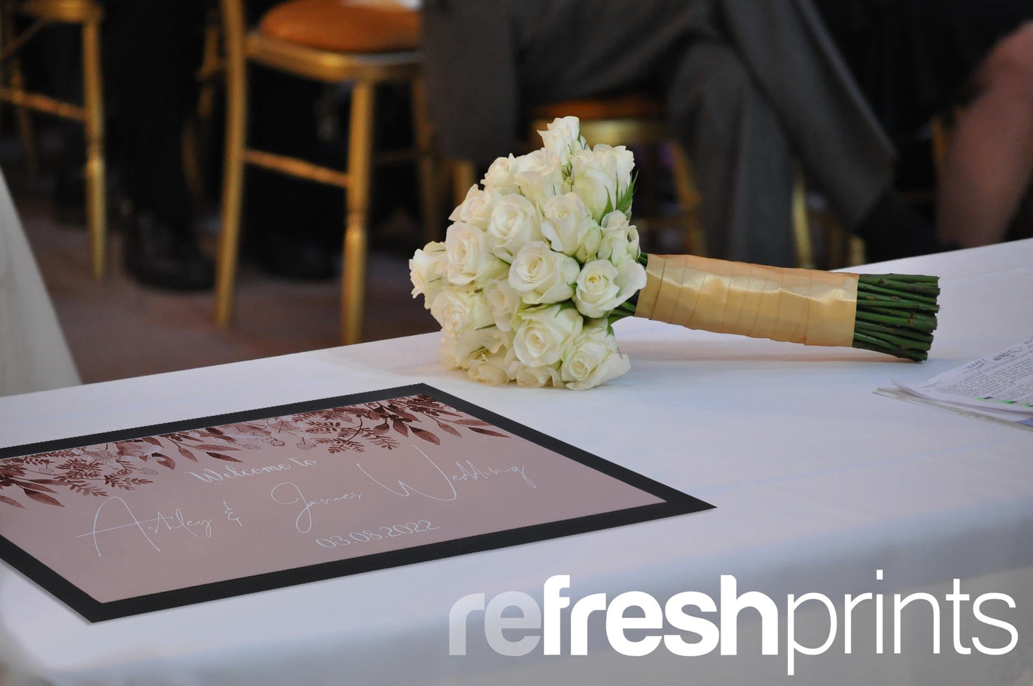 Wedding Leaves Pink Regular Bar Runner - Bar - Mats.co.uk