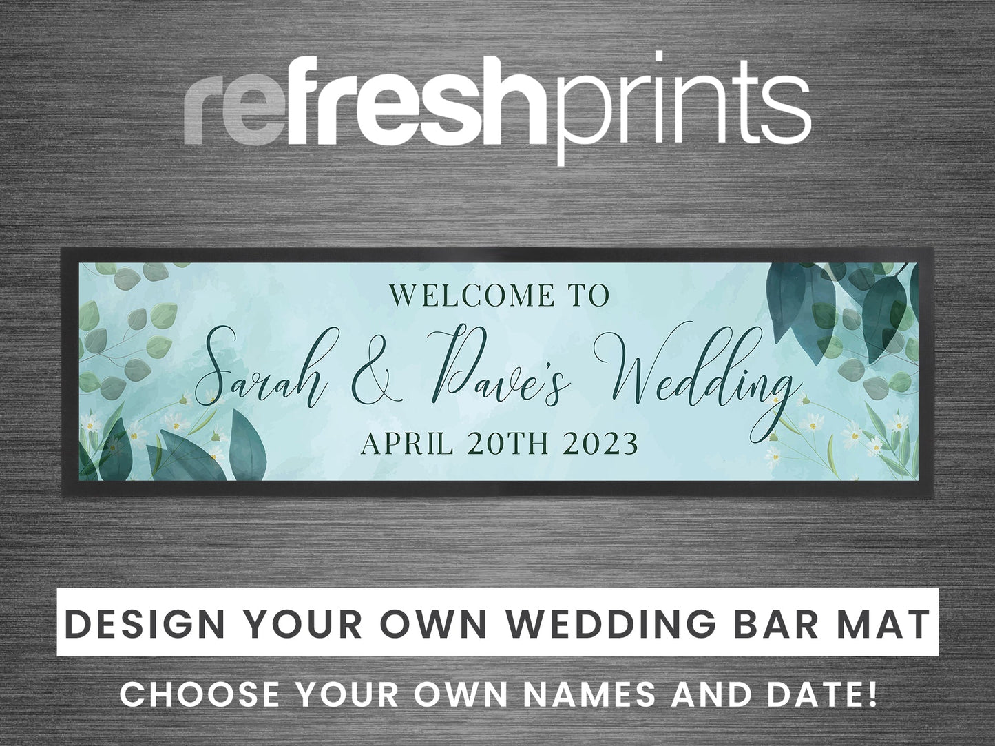 Wedding Leaves Print Large Bar Runner - Bar - Mats.co.uk