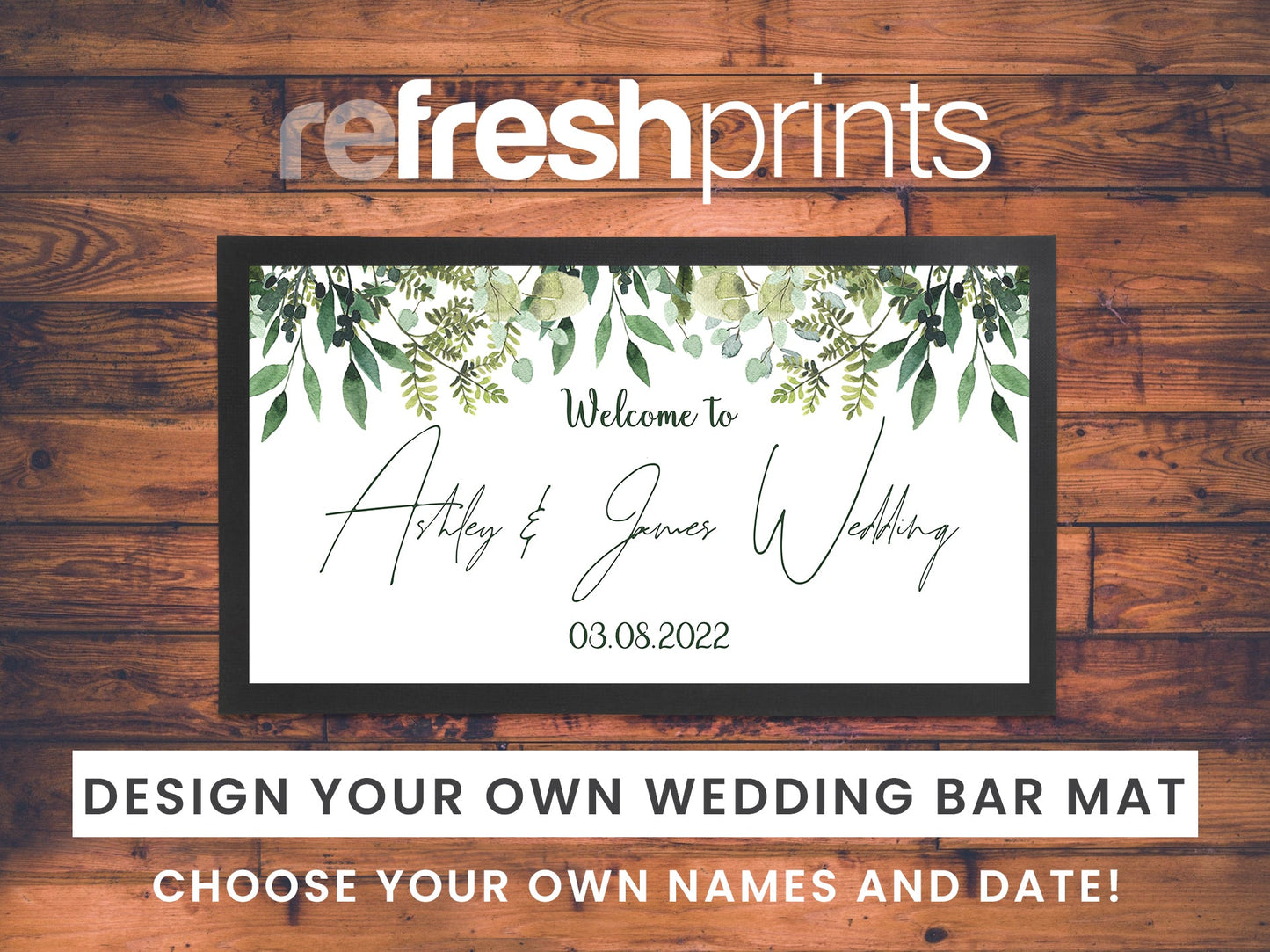 Wedding Leaves White Regular Bar Runner - Bar - Mats.co.uk