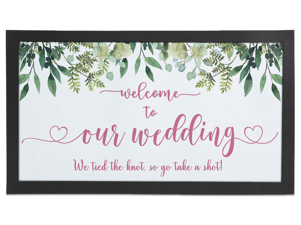 Wedding Leaves White Regular Bar Runner (Non - Personalised) - Bar - Mats.co.uk