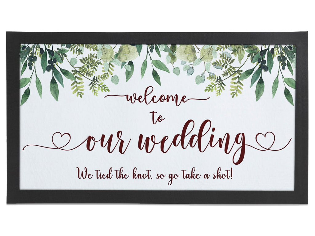 Wedding Leaves White Regular Bar Runner (Non - Personalised) - Bar - Mats.co.uk