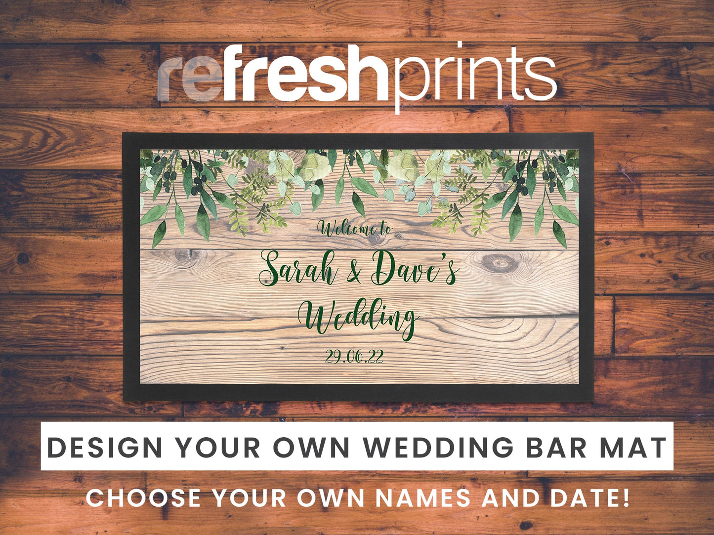 Wedding Leaves Wood Regular Bar Runner - Bar - Mats.co.uk