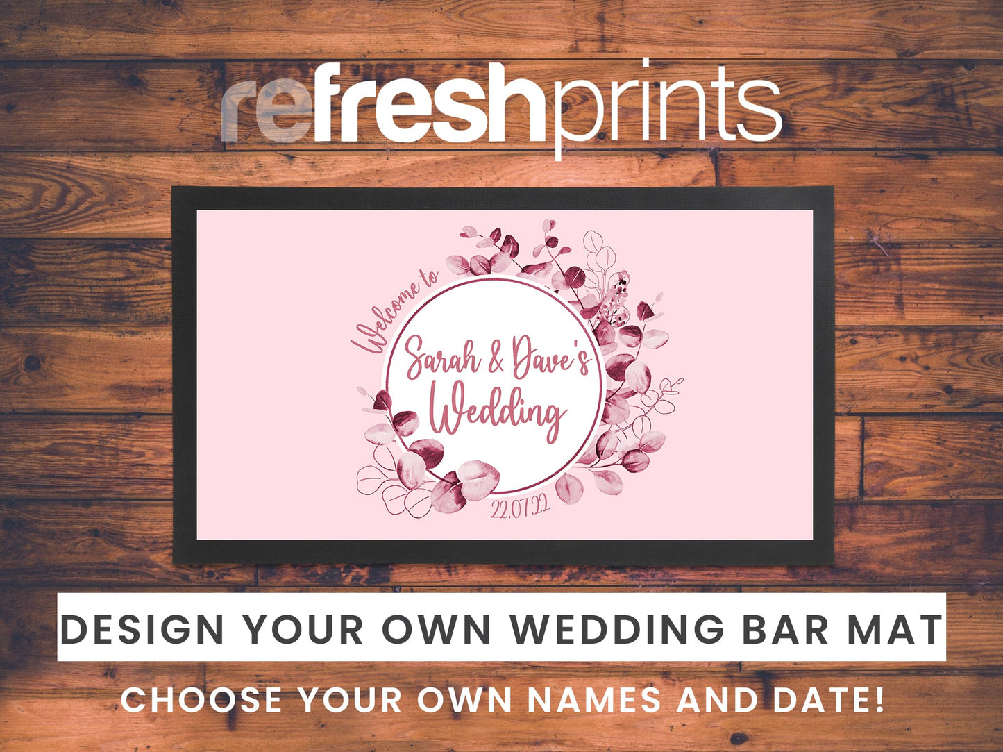 Wedding Pink Circle Regular Bar Runner - Bar - Mats.co.uk