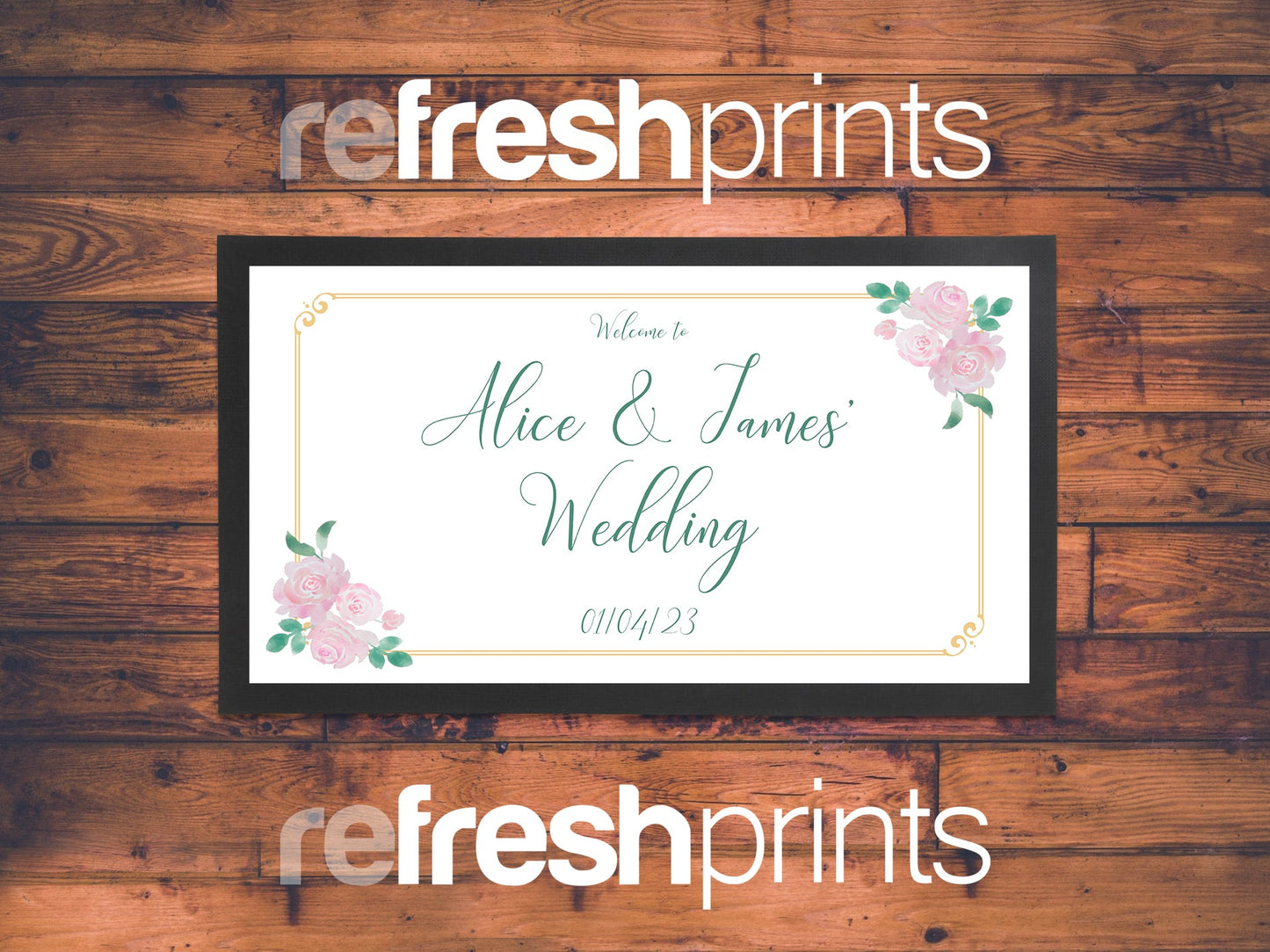 Wedding Pink Roses Regular Bar Runner - Bar - Mats.co.uk