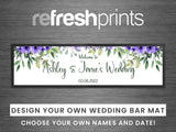 Wedding Purple Floral Leaves Large Bar Runner - Bar - Mats.co.uk