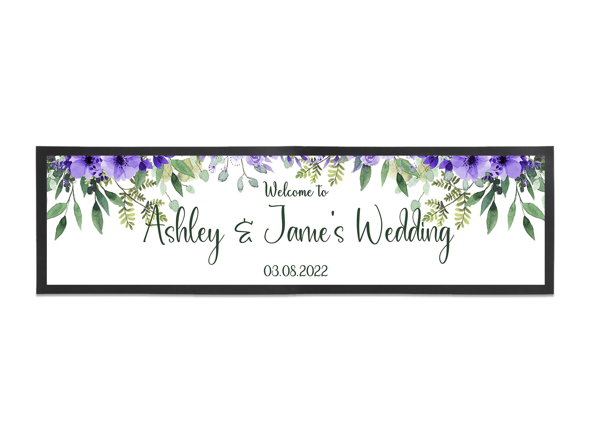 Wedding Purple Floral Leaves Large Bar Runner - Bar - Mats.co.uk