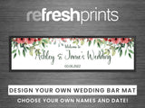 Wedding Red Floral Leaves Large Bar Runner - Bar - Mats.co.uk