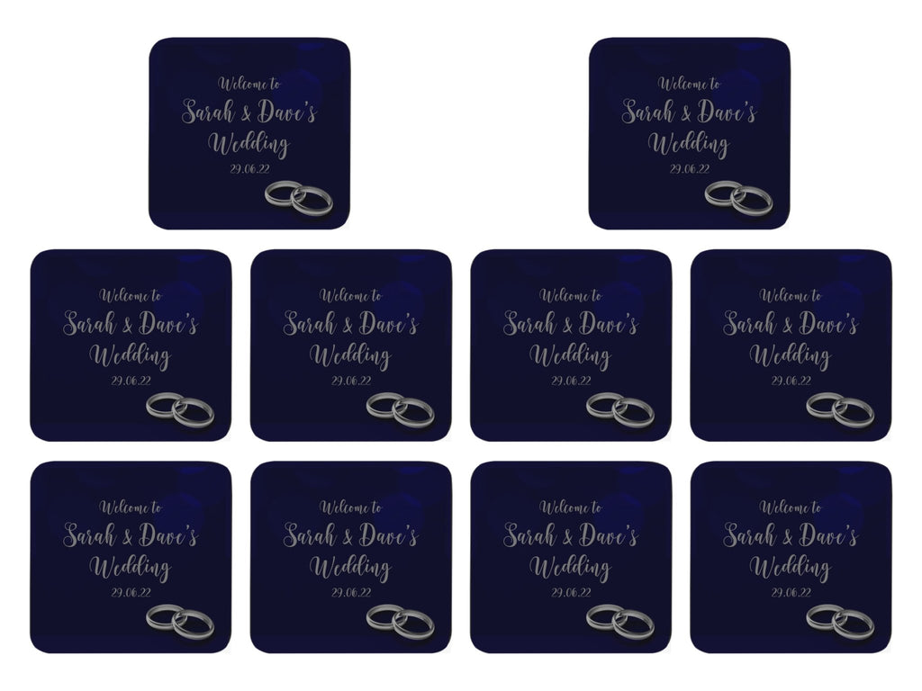 Wedding Rings Coaster (Navy) - Bar - Mats.co.uk