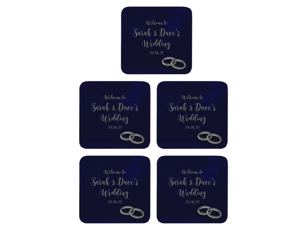 Wedding Rings Coaster (Navy) - Bar - Mats.co.uk