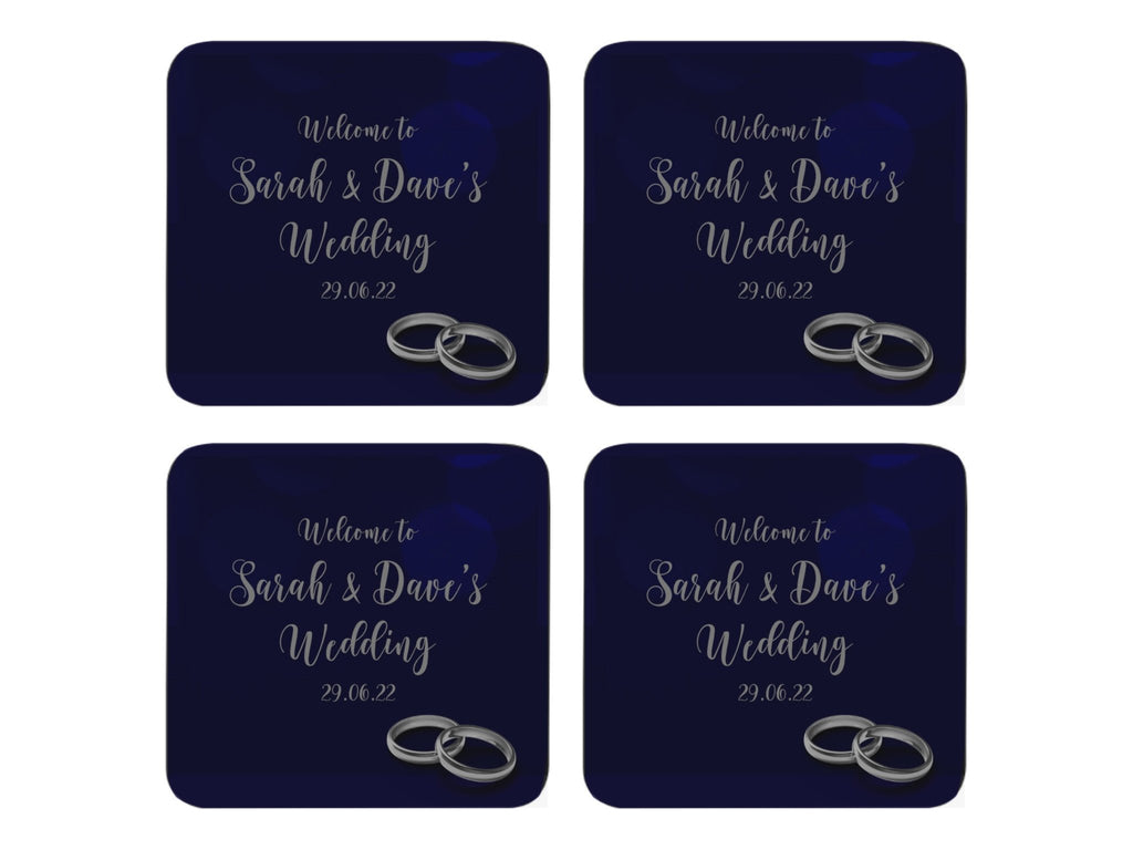 Wedding Rings Coaster (Navy) - Bar - Mats.co.uk