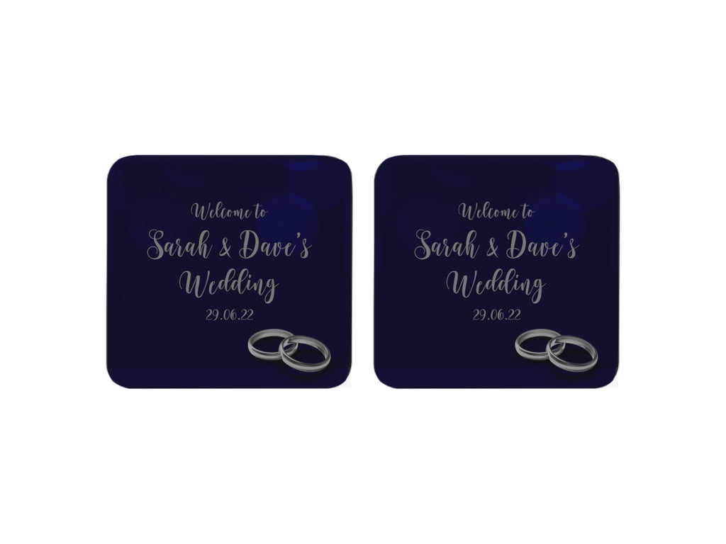 Wedding Rings Coaster (Navy) - Bar - Mats.co.uk