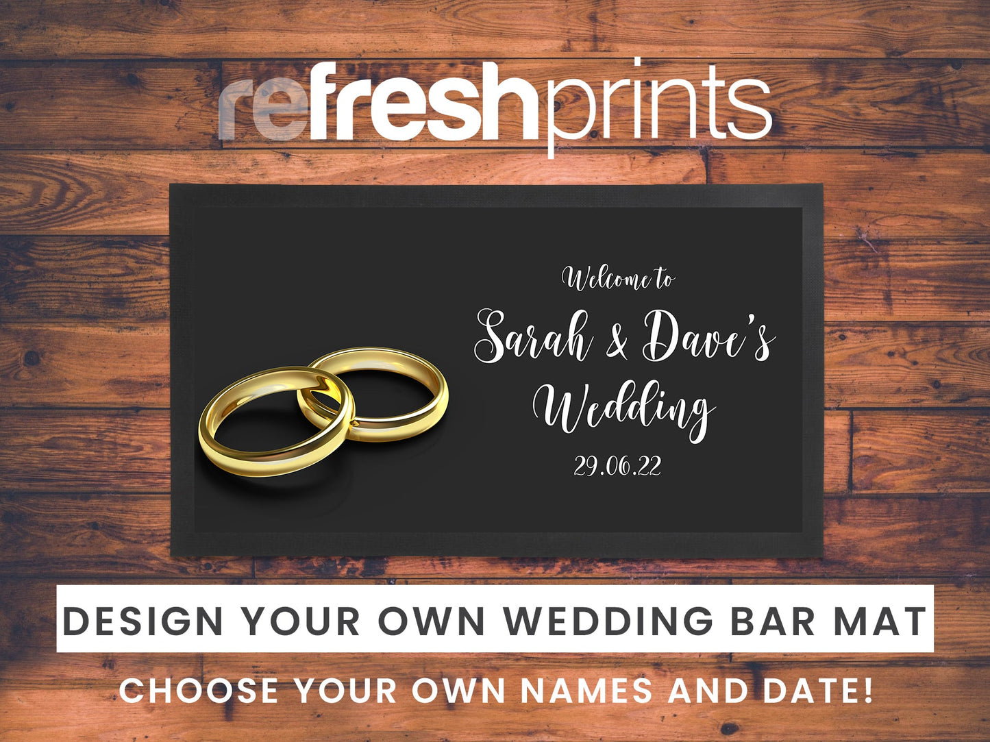 Wedding Rings Regular Bar Runner - Bar - Mats.co.uk
