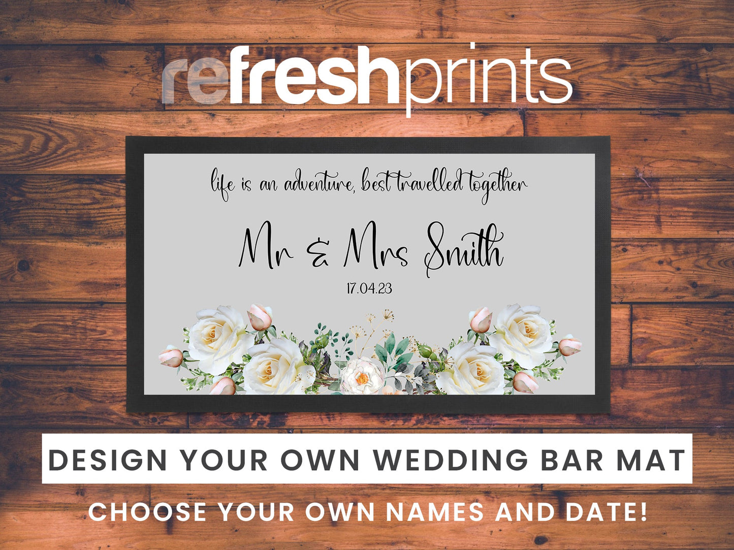 Wedding Roses Regular Bar Runner - Bar - Mats.co.uk