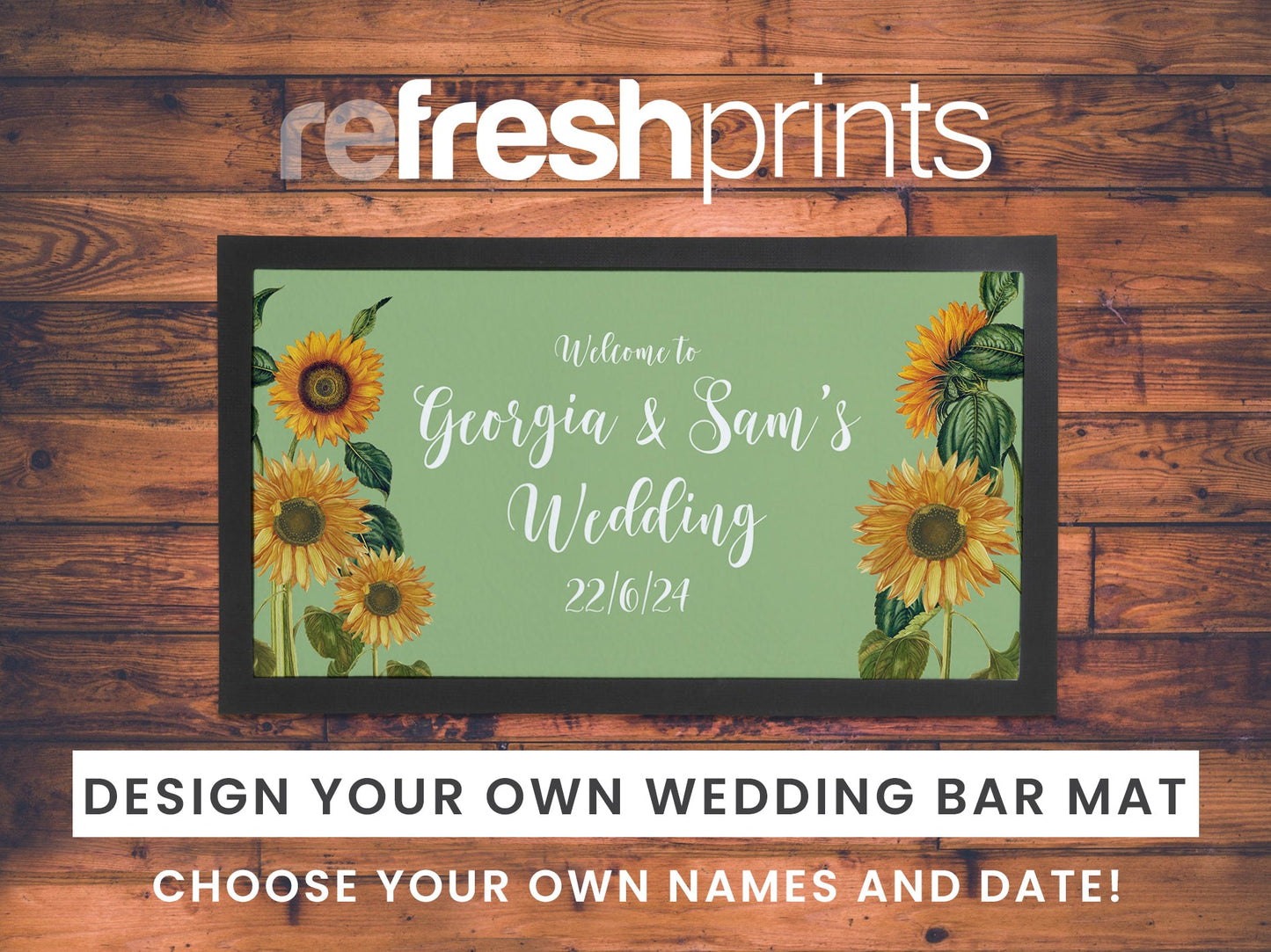 Wedding Sunflower Regular Bar Runner - Bar - Mats.co.uk